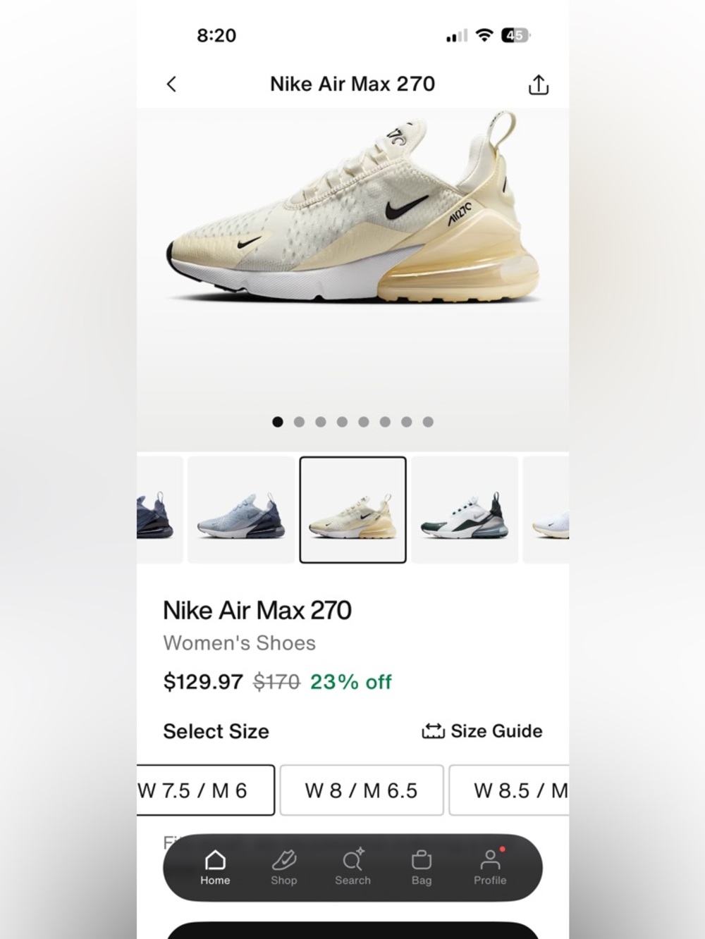 Nike Air Max 270 Women's Sneakers - Summit White & Pale Yellow